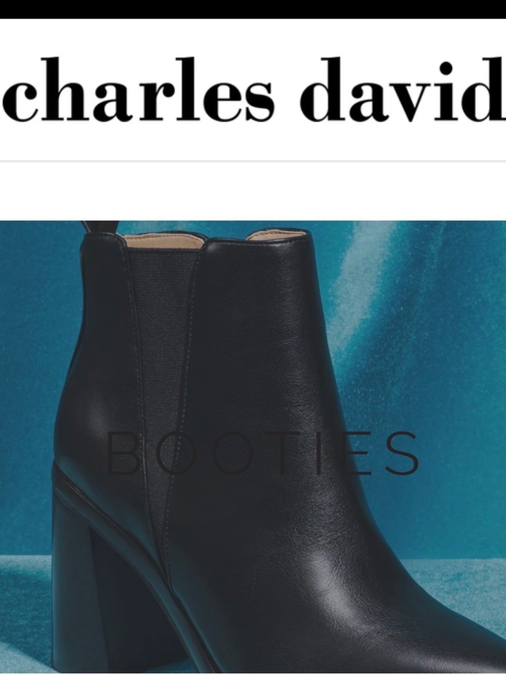 Charles David Black Leather Block Heel Ankle Booties/( No Box )